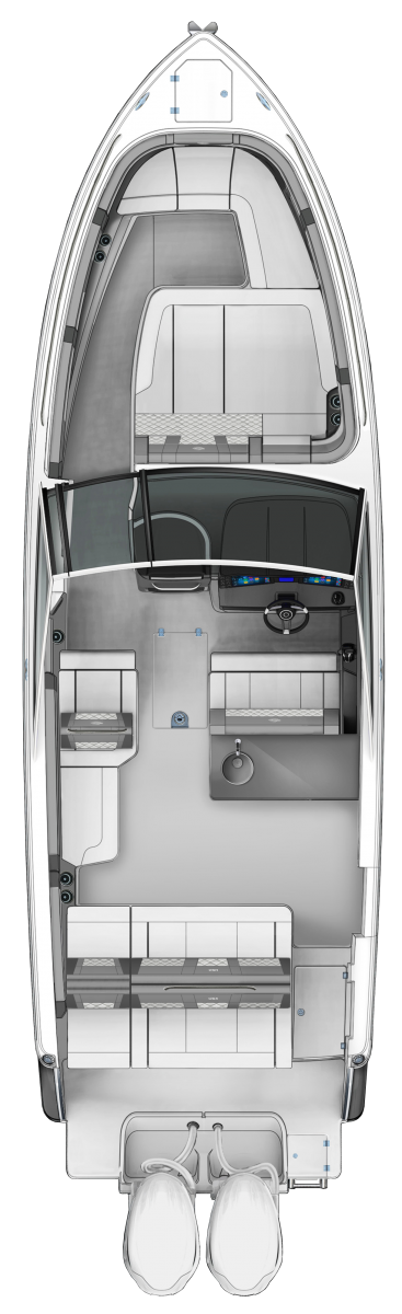 Overhead view of the  Chaparral 310 OSX  